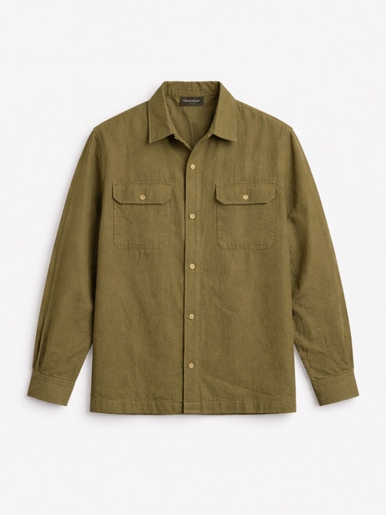 ASOS Other - ASOS Men’s Linen Shirt Jacket 2XL Olive Lightweight Summer Overshirt